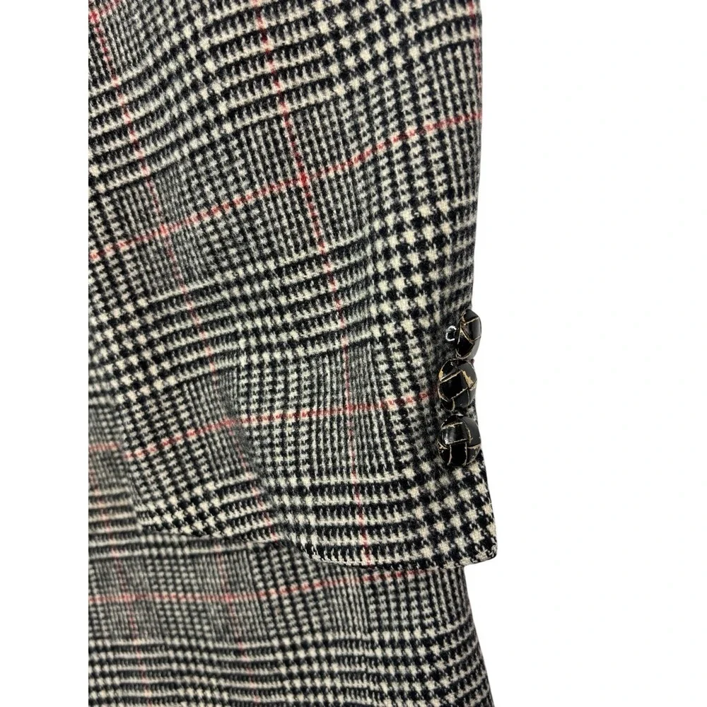 vtg Stafford 42R‎ Black White Red Glen Plaid Tweed Blazer Jacket Sport Coat USA